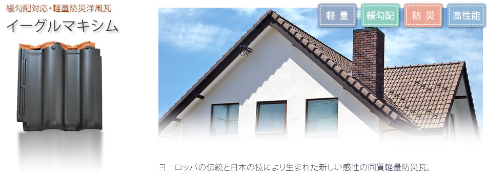 イーグルマキシム M形 軽量 防災洋風瓦 和瓦 洋瓦など屋根瓦 地震 台風に強い三州瓦の紹介 Cadデータなど 三州瓦 マルスギ株式会社